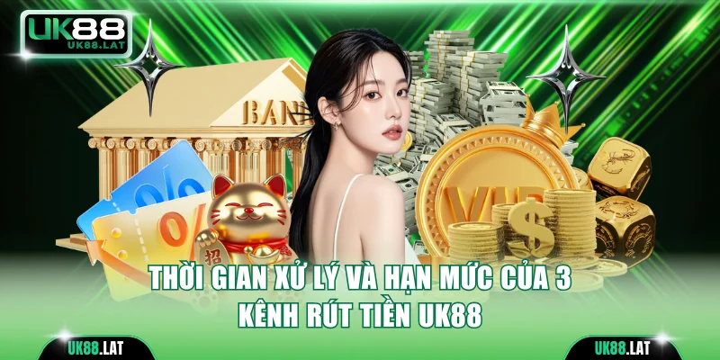 Thời gian xử lý và hạn mức của 3 kênh rút tiền UK88